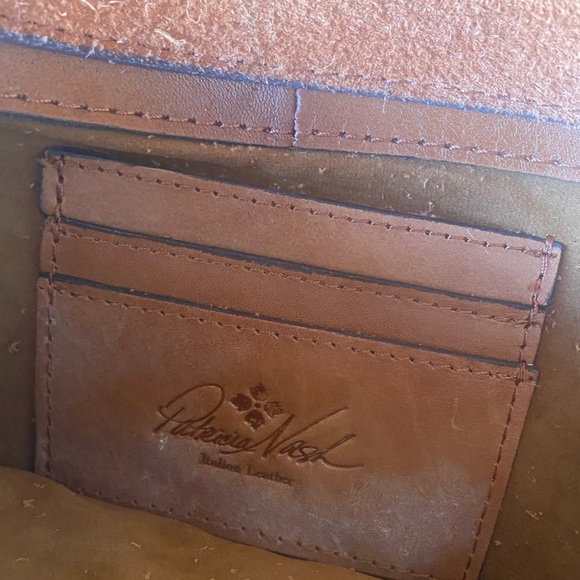 Patricia Nash Tan Italian Leather Studded Messenger Bag with Denim Accents - Picture 6 of 14